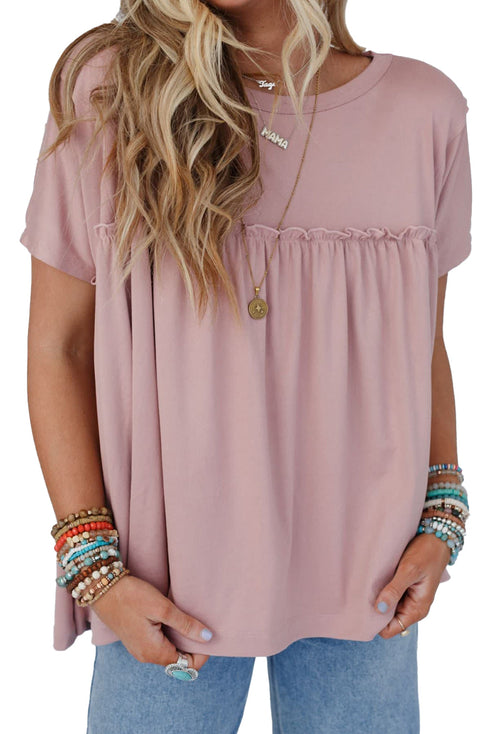 Ruffled Trim Loose Babydoll Tee